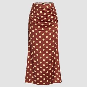 Cider Polka Dot Ruched Mermaid Cut Maxi skirt size XL/10